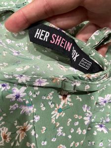 Green Floral Print Midi Dress