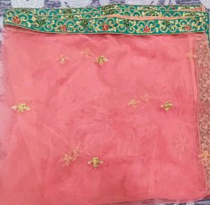 Exquisite Orange &amp; Teal Embroidered Lehenga