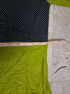 Lime Green Kurta with Black Polka Dot Yoke