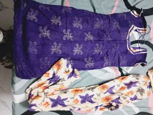 Purple Kurta Set with Floral