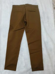 Brown Flat-Front Chino Pants