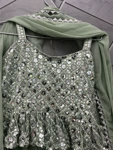 Sparkling short Kurta wd flare plaza n duptta