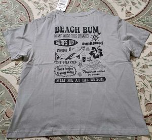 SHEIN Gray Floral Graphic Tee