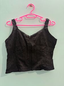 Stylish Black Eyelet Crop Top