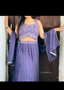 Beautiful Lavender Sequined Lehenga Set