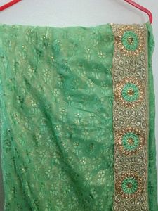 Green Embellished Saree