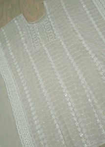 Elegant White Chikankari Kaftan