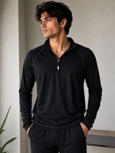 Men's Black Quarter Zip Pullover