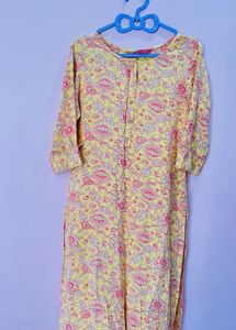 Yellow Floral Print Kurta