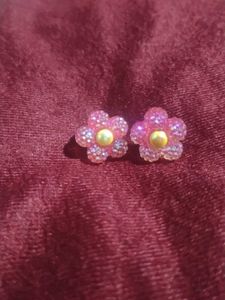 cute pink flower studs