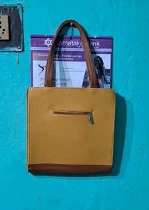 Stylish Yellow &amp; Brown Handbag