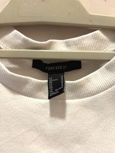 White Lettuce Hem  Ribbed T-Shirt