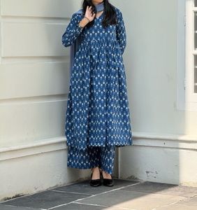 Elegant Blue Printed Kurta Set