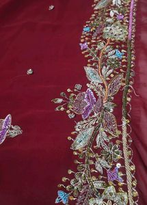 Zardozi 💯 🔥 Intricately Embroidered Silk Saree