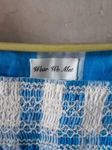 Cute Blue Checked Top with Smocked Details