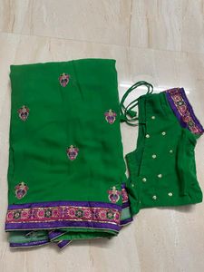 Green Colour Designer One Minute Saree