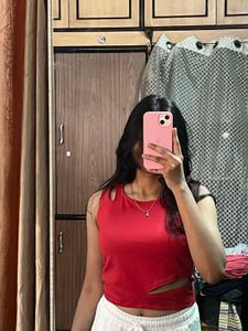 Red Cutout Tank Top