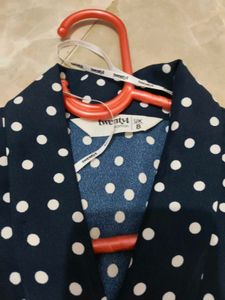Navy Polka Dot Short Sleeve Dress