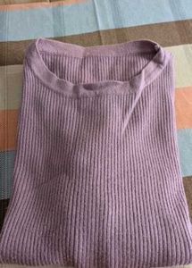 Lilac Ribbed Knit Sweatshirt