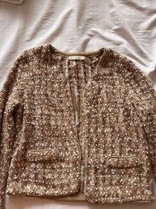 Brown Textured Knit Jacket