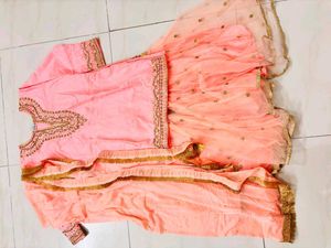 Designer Peach sharara dress