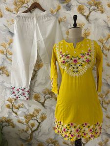 Vibrant Yellow Embroidered Co-Ord Set