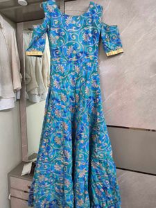 Stunning Blue Floral Print Gown