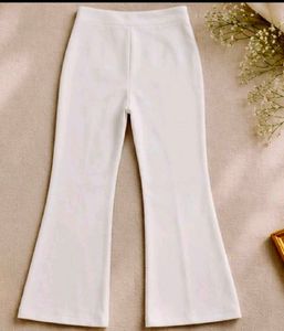Chic White Bell Bottom Pants with Gold Buttons