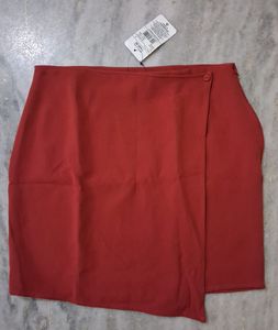 Chic Rust-Colored Wrap Skirt