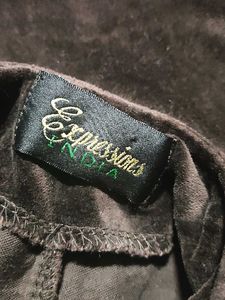 Brown Embroidered Velvet Mini Skirt