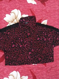 Leopard Print Cropped Shirt