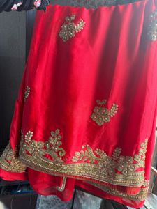 Elegant Red Embroidered Saree