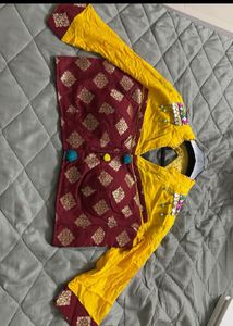 Designer Yellow &amp; Maroon Blouse