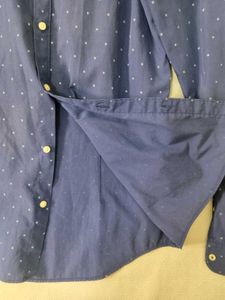 Zara Men's Blue Dotted Shirt