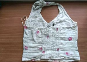 Halter Neck Floral Crop Top