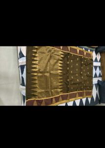 New Brown Saree with Gold Border