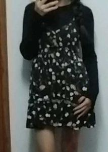 Black Floral Print Mini Dress
