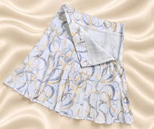 White A-line Skirt with Swirl Print