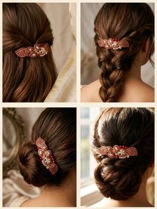 Traditional Antique Hair Barrette with Red Gem