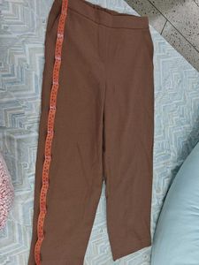 Women's Brown Cropped Wide-Leg Pants