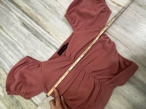 Off shoulder Peach Ruched Top