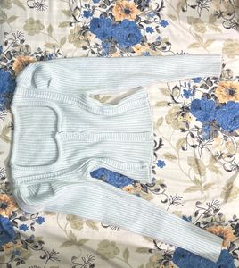 Light Blue Ribbed Cardigan