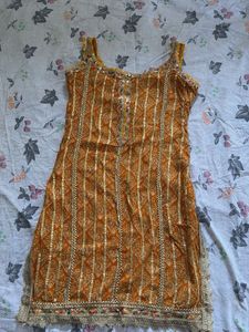 Orange Ethnic Embroidered Kurta