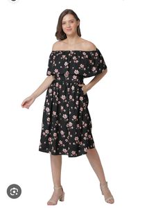 Chic Off-Shoulder Floral Midi Dress