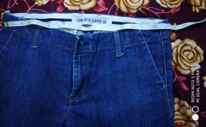 Denim Short Capri With Both Side Pockets