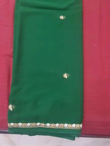 Emerald Green Embroidered Saree