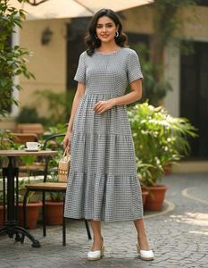 Gingham Tiered Midi Dress