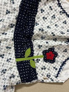 Cute Floral Print Dress with Rose Applique