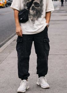 Men's Black Cargo Pants Streetwear style