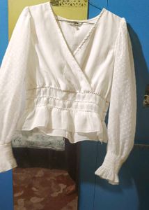 Chic White Wrap Blouse